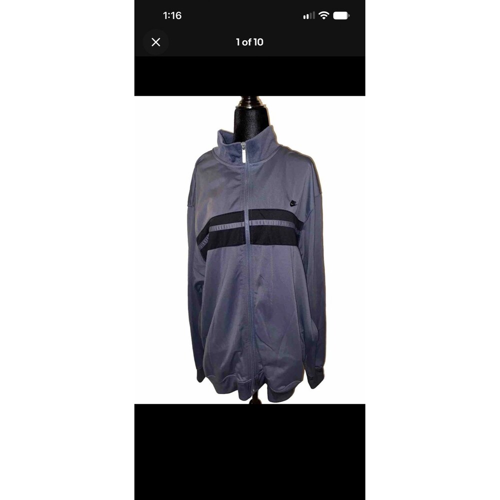 Nike Men’s XL Zip Up Jacket Black & Gray Zipper Pockets 100% Polyester